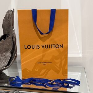 Louis Vuitton Orange Bag with Blue Handles
